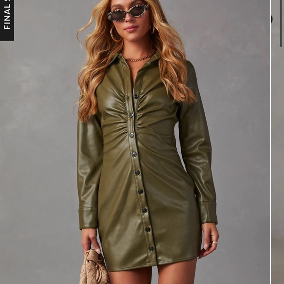 VICI dolls faux leather button down dress - Picture 3 of 3